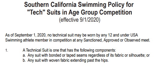 TECH SUIT POLICY IN AGE GROUP COMPETITIONS ADOPTED SEPT. 1, 2020